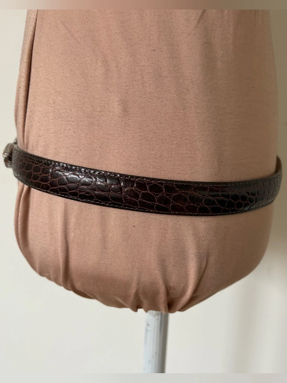 Brighton Vintage Croc Embossed Brown Leather Heart Two Tone Western Belt Sz L/34